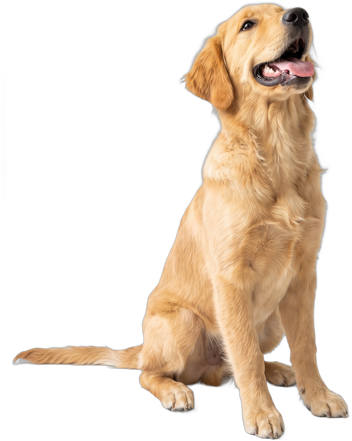Un golden retriever attend son déjeuner